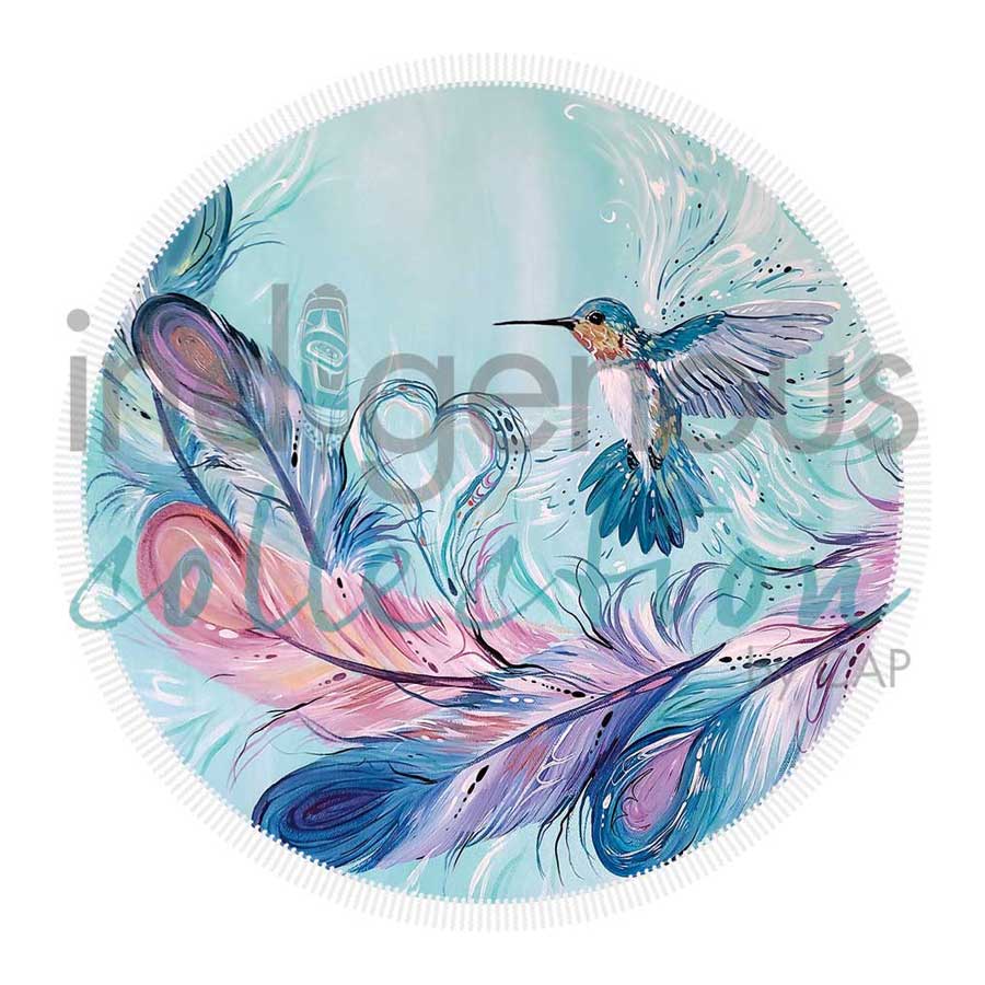 Hummingbird Feathers Round Beach Towel