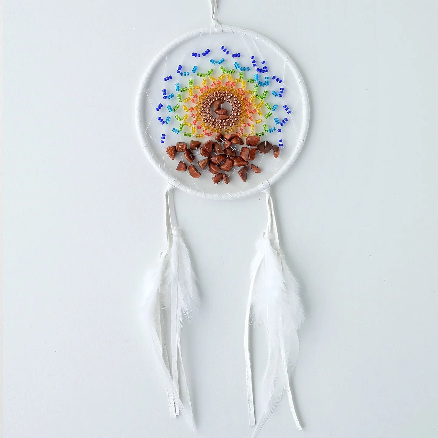 4" Energy Flow White Dream Catcher with Red Goldstones