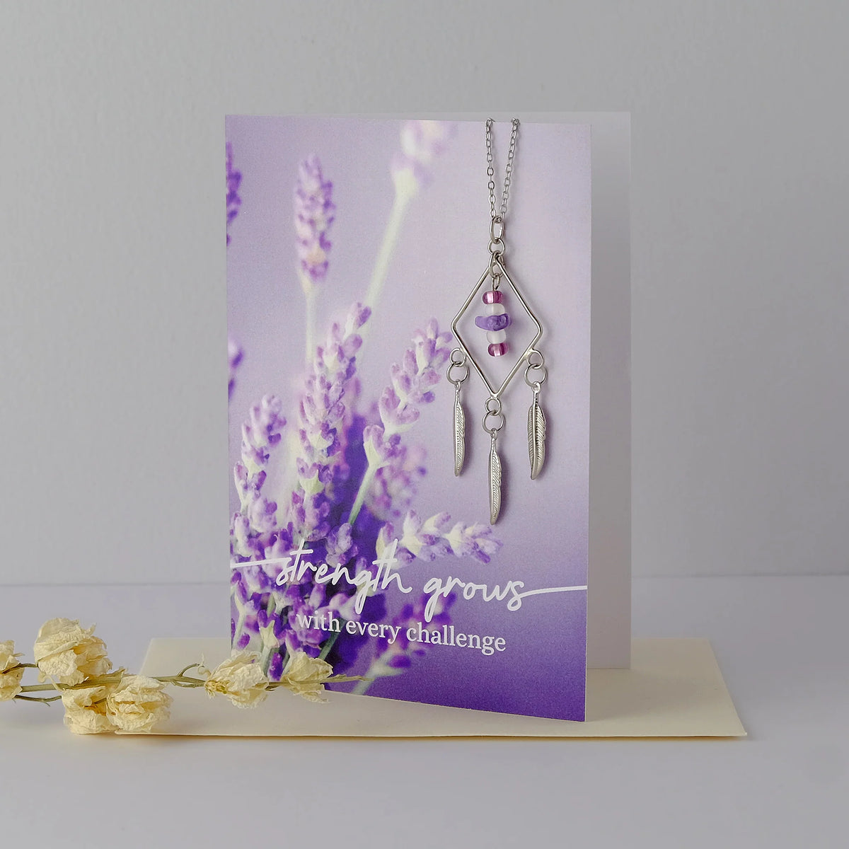 "Strength Grows" Amethyst Diamond Necklace Greeting Card