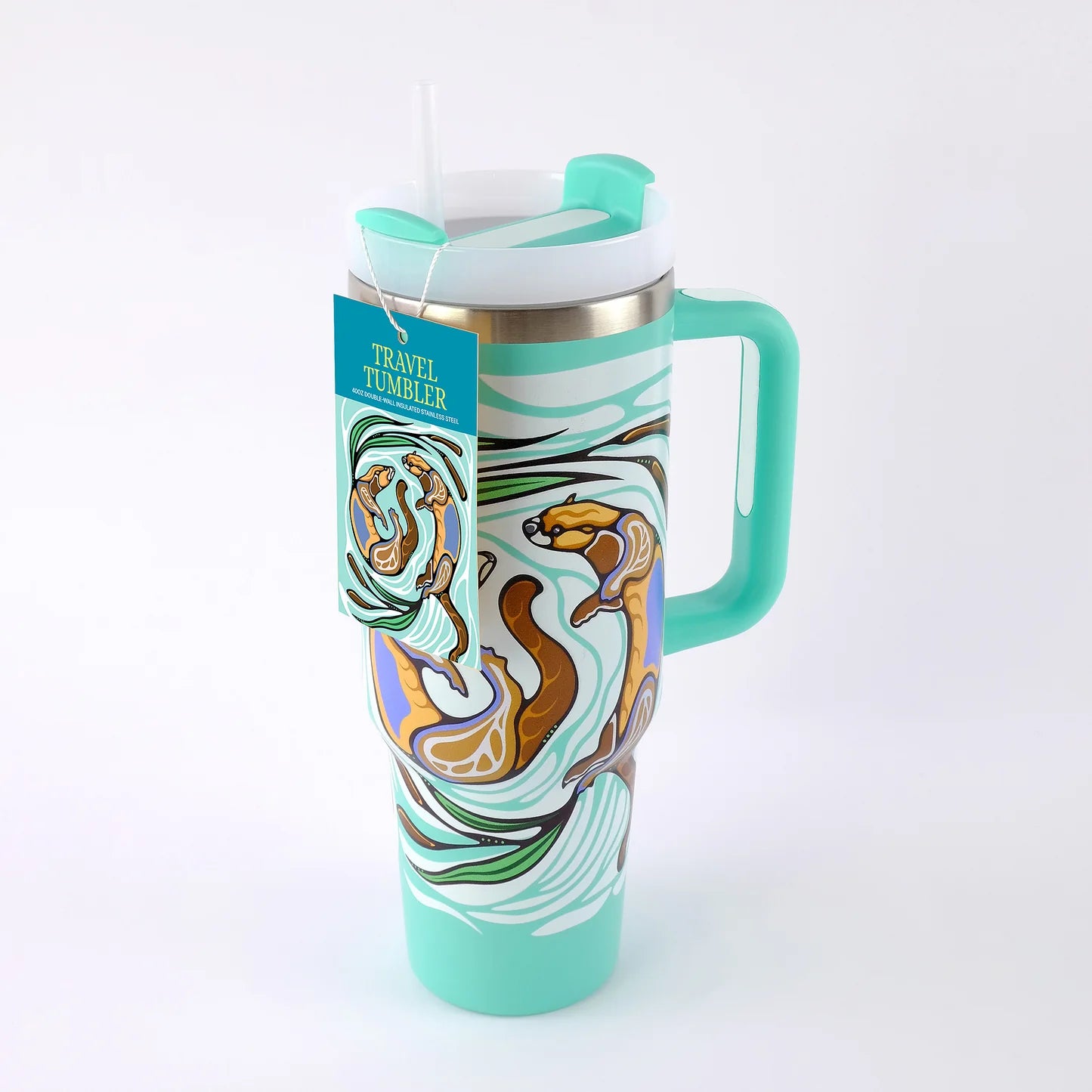 Travel Tumbler "Otters Play" by Storm Angeconeb