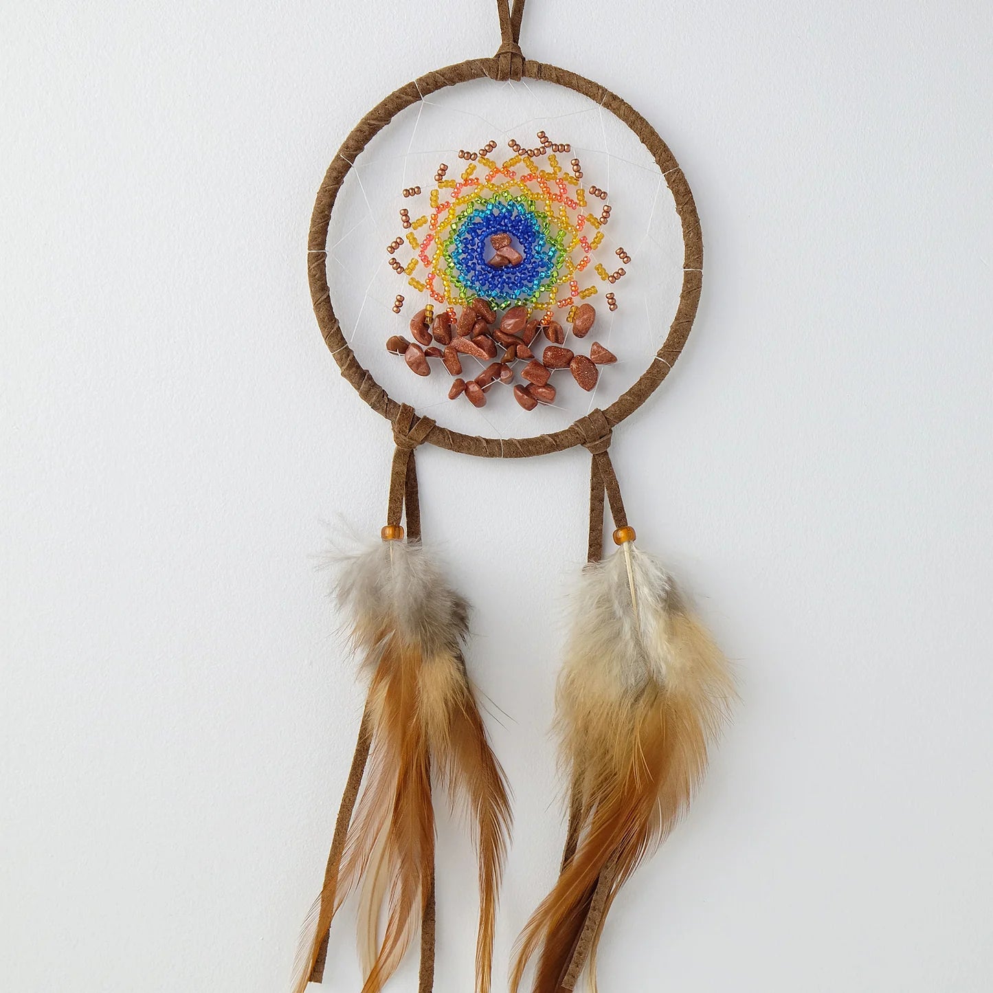 4" Energy Flow Prismatic Dream Catcher with Red Goldstones