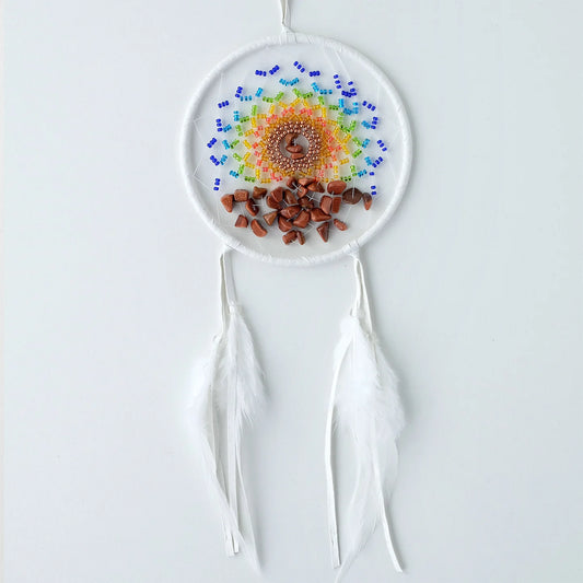 4" Energy Flow White Dream Catcher with Red Goldstones